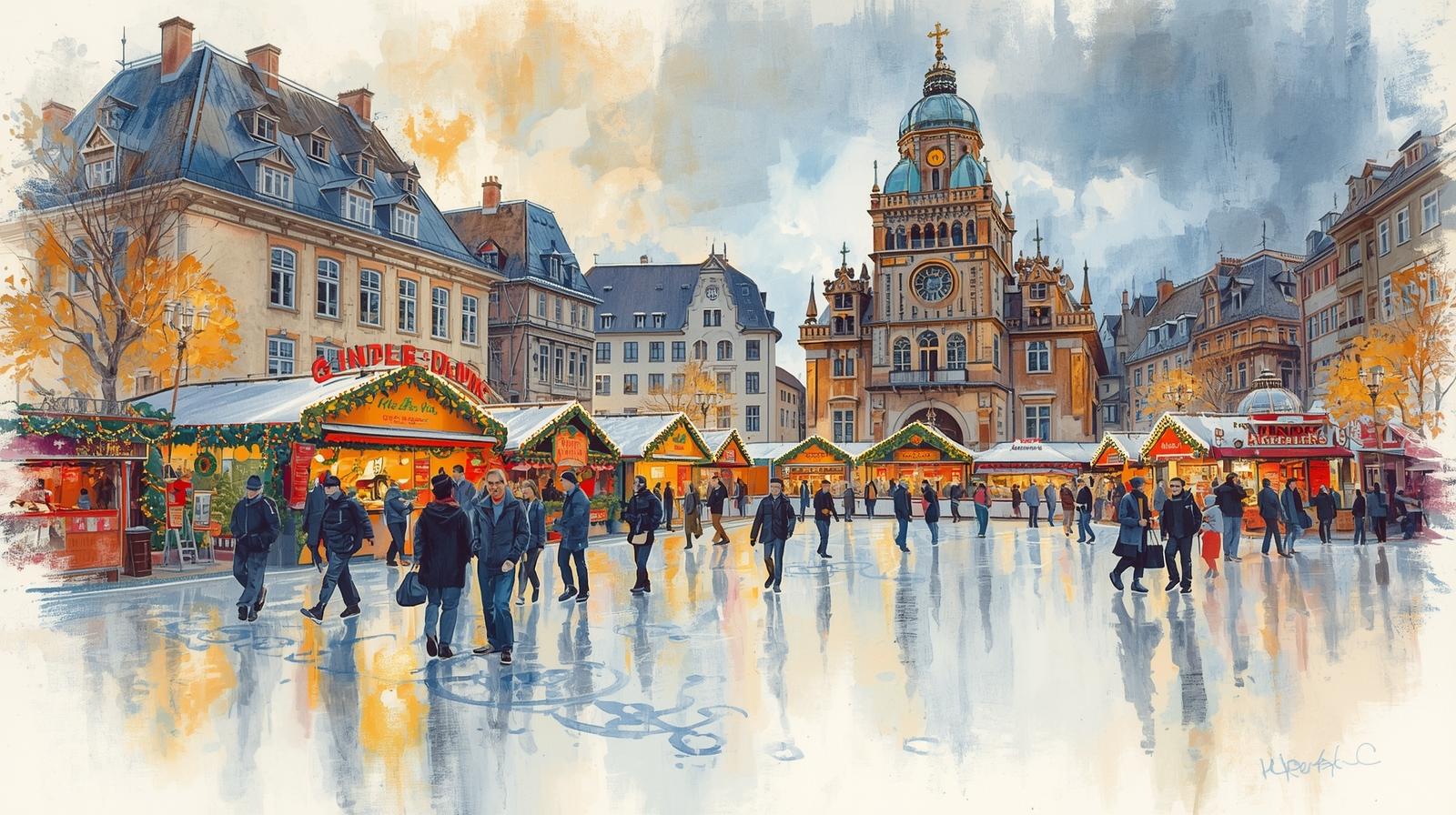 schaatsbaan op de kerstmarkt van Dusseldorf